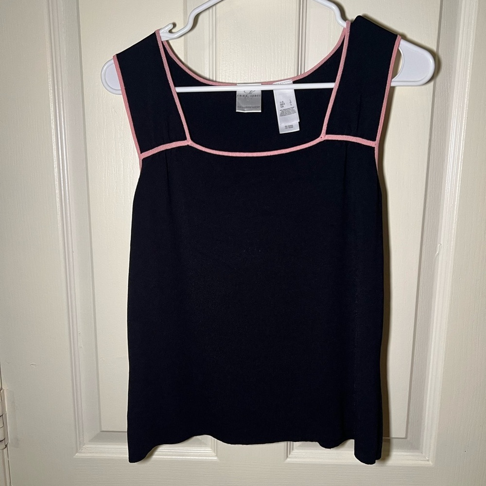 Emma James Black Tank Top with Pink Accents